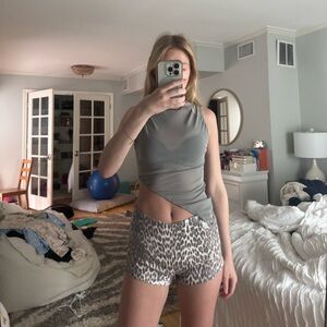 White Fox Gray Asymmetrical Top